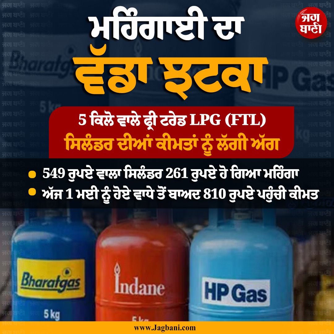 JagbaniOnline's tweet image. ਮਹਿੰਗਾਈ ਦਾ ਵੱਡਾ ਝਟਕਾ
#LPG #Cylinder #Price #Hike #5KG