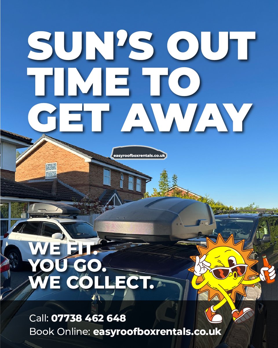 rentaroofbox's tweet image. Whether it’s a beach day, countryside escape, or weekend road trip, make sure you’ve got the space to enjoy it. Our premium Thule roof boxes and bike racks give you the room you need.
No stress. Just go.

07738 462648 | easyroofboxrentals.co.uk
#SunnyDays #WeekendGetaway #RoadTrip