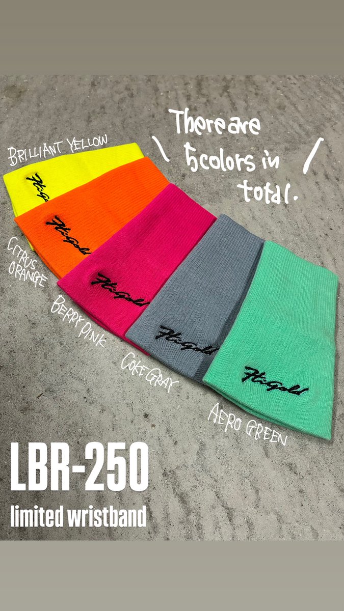 ˗ˏˋ Limited edition wristbands 
are now on sale! ˎˊ˗     

★LBR-250
 amzn.asia/d/01NkjRSz
・Color：Brilliant Yellow/Citrus Orange/Coke Gray/ Berry Pink/Aero Green
・Price：￥1,200+tax
・Tapered Design/All 5 colors
・MADE IN JAPAN

#ハイゴールド
#higold
#hgamazon
#リストバンド