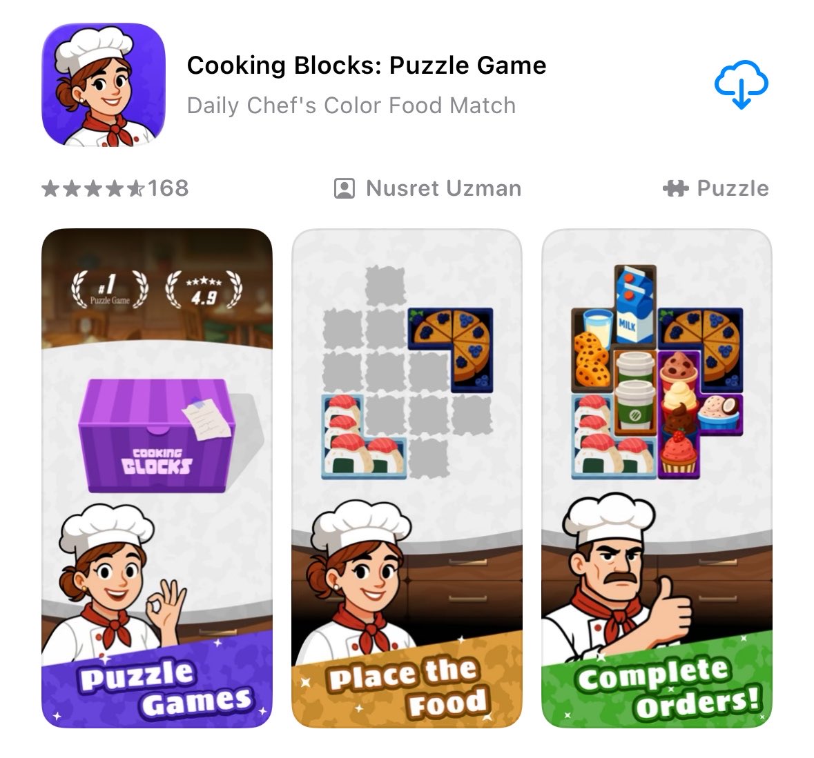nusretuzman's tweet photo. Yemek bloklarını gride yerleştirerek siparişi tamamladığınız oyunum Cooking Blocks AppStore ve PlayStore da yayında!!

Nasıl olmuş deneyimlerinizi merak ediyorum, benimle paylaşmayı unutmayın🍕🍕