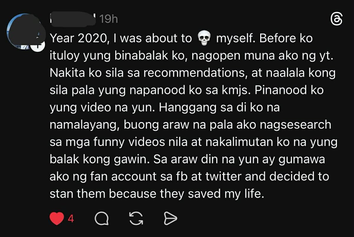 <a href="/DianeG851359/">DianeGee 👑🐣🌭🍭</a> SB19 and their music can truly save lives. 🥹
Got this from a response to a question I posted on Threads.