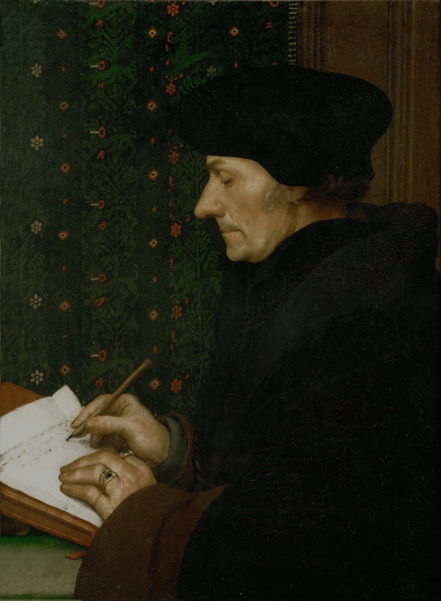 ColeccionMMoret's tweet photo. "(...) pues en el símbolo de Erasmo trabajando ha eternizado Holbein la sagrada seriedad de cualquier trabajador del espíritu, la invisible paciencia de todo creador verdadero".
.- Stefan Zweig
#1DeMayo
Hans #Holbein. #Erasmo de Rotterdam. Óleo sobre tabla. 1528. @MuseeLouvre https://t.co/hUpMkbYx6L
