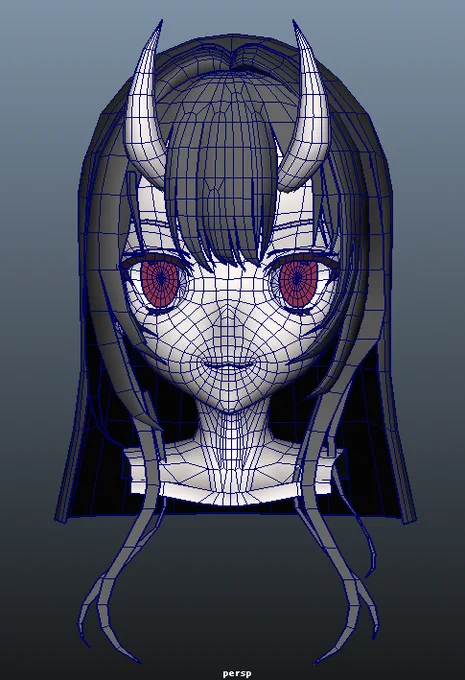 #3DCG wip 髪のラフモデルが少しずつ出来てきた 顔はまた後ほど調整予定