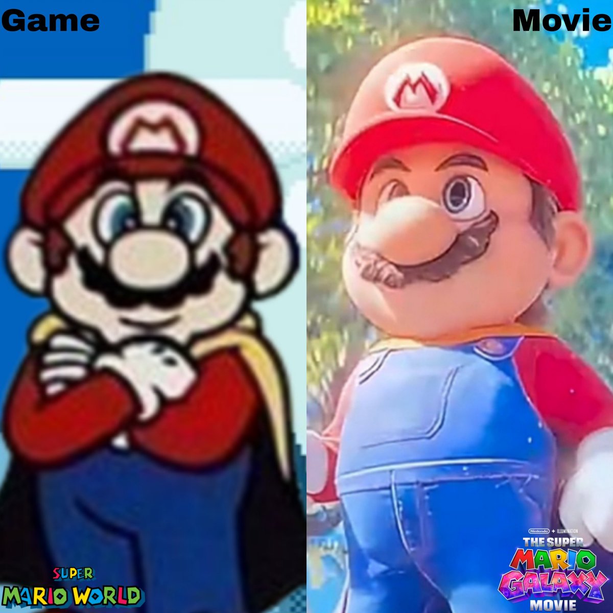 AcpLrp310's tweet photo. 🚀🟨Flying Mario &amp; Cape Mario🌟🪶

⭐️Game vs. Movie Comparison🌟

#FlyingMario #CapeMario #Mario 
#SuperMarioGalaxy #SuperMarioWorld 
#SuperMarioGalaxyMovie #SuperMario 
#Nintendo #illumination #Comparison #Edit https://t.co/dIePCcdpsw