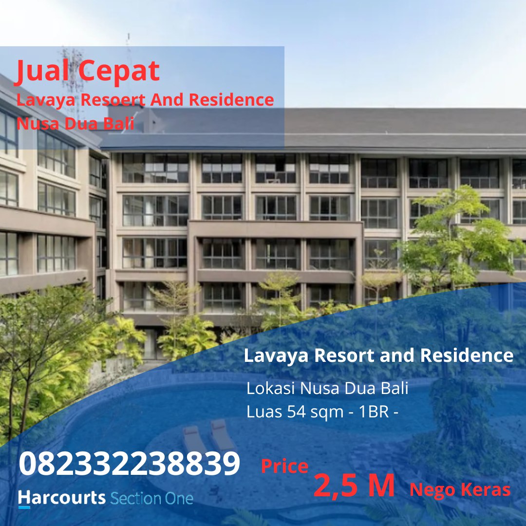 Layava Resort and Residence Nusa Dua Bali

✅ Lokasi Strategis – Dekat dengan pusat kota dan destinasi wisata
✅ Fasilitas Premium –
✅ Keamanan 24 Jam 
✅ Investasi Menjanjikan 

Luas 54 sqm / 1BR

Price 2,5M

untuk informasi lebih lanjut.
Harcourts Section One
082332238839