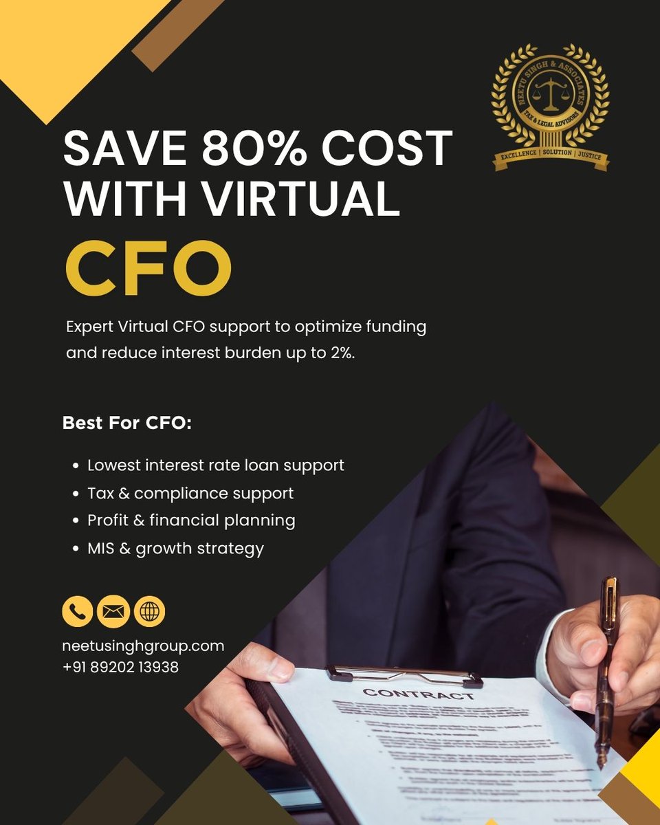 NSGroup999's tweet image. 💼 Save up to 80% CFO cost

Smart finance | Better planning | Lower interest
👉 wa.me/918920213938?t…
#CFO #Finance #BusinessGrowth 🔥