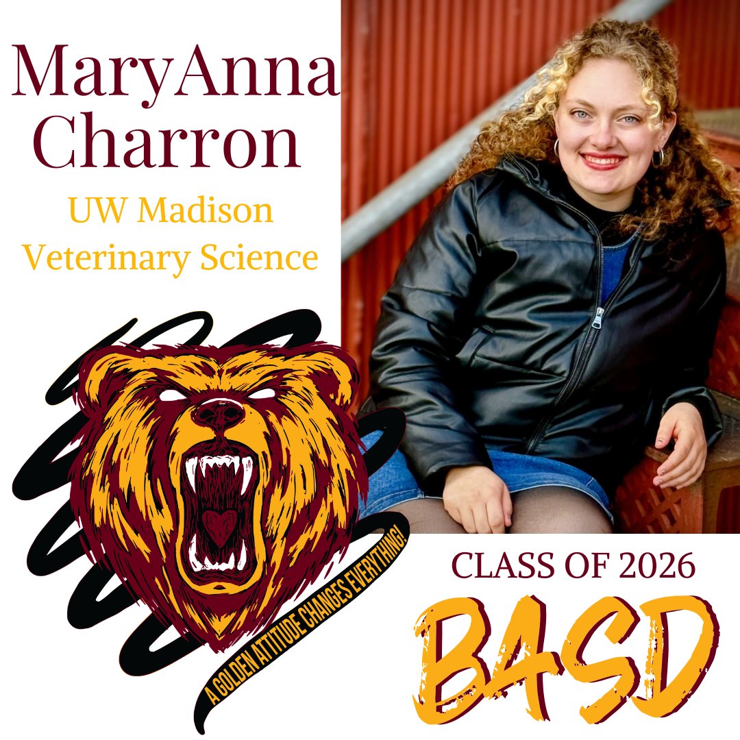 BarronAreaSD's tweet photo. We’re celebrating our incredible Barron seniors as they get ready to graduate! 🎓️

Let’s show these students how proud we are:

❤️ Ella Mathews
💛 MaryAnna Charron

#WeBackTheBears #ClassOf2026 https://t.co/OFLrW2OQuy