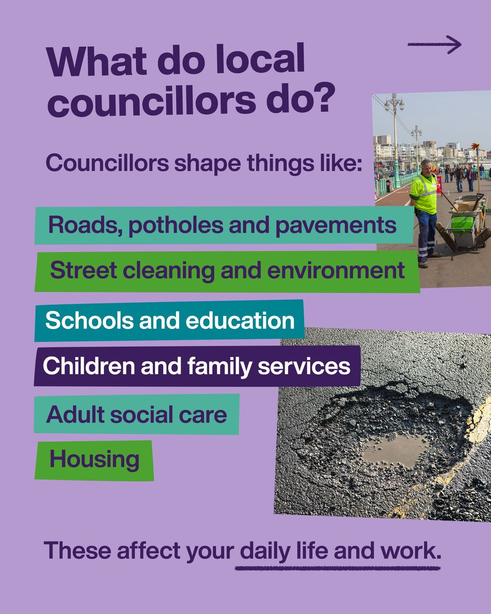 unisontheunion's tweet photo. On 7 May, voters across England will decide who runs vital local services.

Local elections shape your day-to-day life, from roads and potholes to adult social care.

Make a plan to vote 🗳️ https://t.co/w2RGdoKeSa
