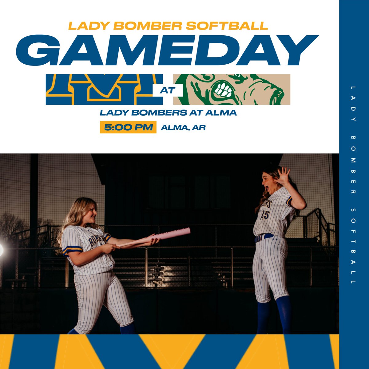MHSoftball_'s tweet photo. Last road trip of 5A-west play!

🆚 Alma Airedales
📍 Alma, AR
⏰ 5:00 PM
📺: Bomber Sports Network / https://t.co/7R9ltWijpp

#OneBomber https://t.co/KVRIOAs8yi