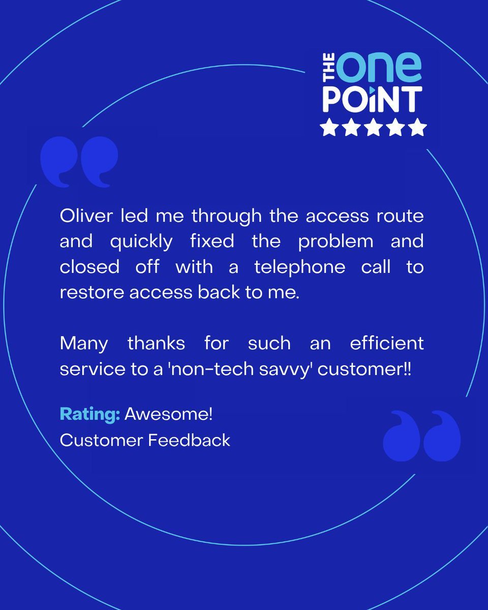 theonepoint's tweet image. This is what we like to hear!

Well done to Oliver, who has received Awesome feedback from one of our customers for delivering a great response and explaining the fix in a "non-techy" way. 

#FeedbackFriday #CustomerService #TOPTeam #AwesomeFeedback