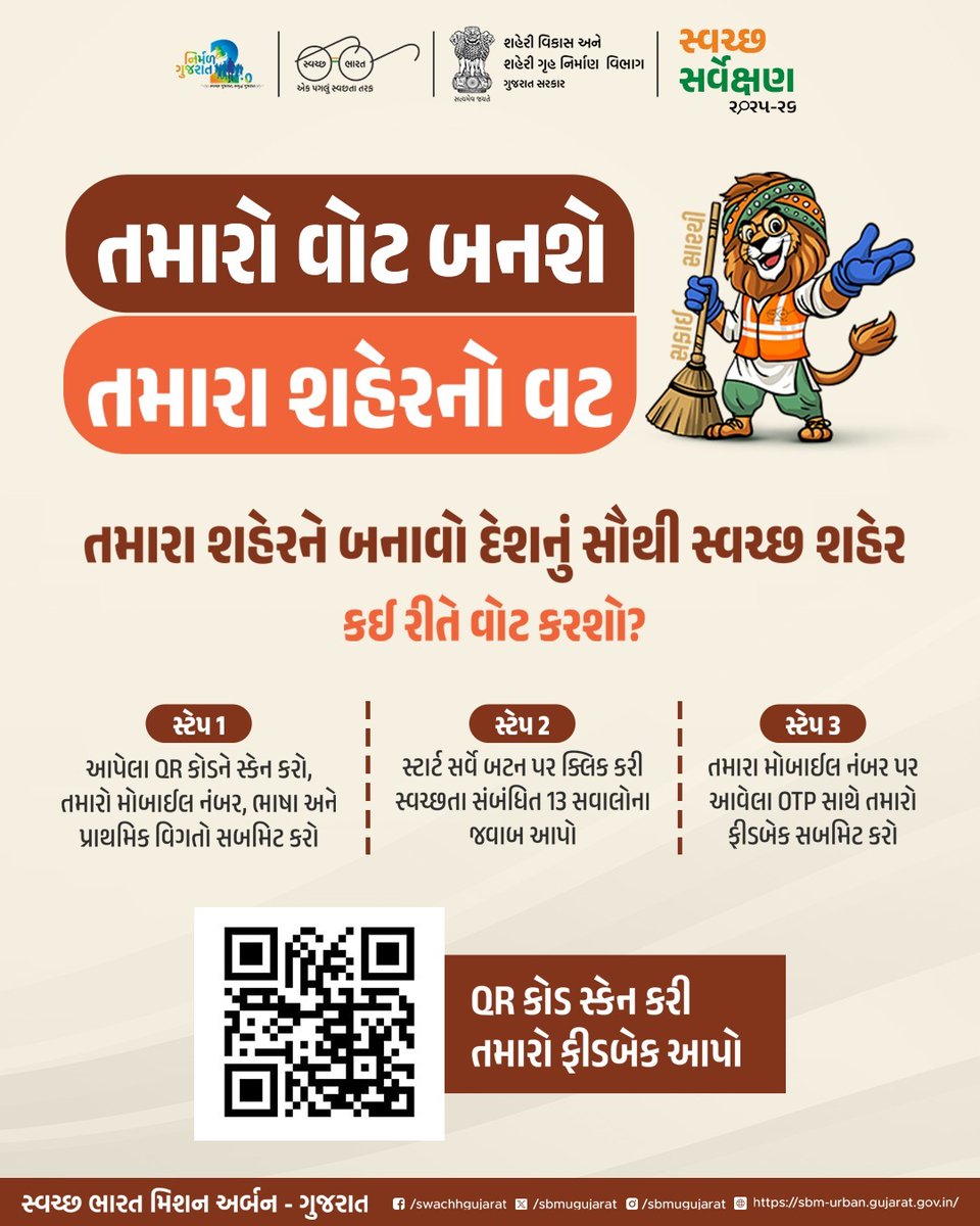 np_rapar's tweet photo. રાપર નગરપાલિકાને તમારો ફીડબેક આપીને નં.૧ બનાવો અને સૌં કોઈ સ્વચ્છતા સર્વેક્ષણમાં ભાગ લઈએ @MoHUA_India @sbmugujarat https://t.co/KEFXhKIpkX