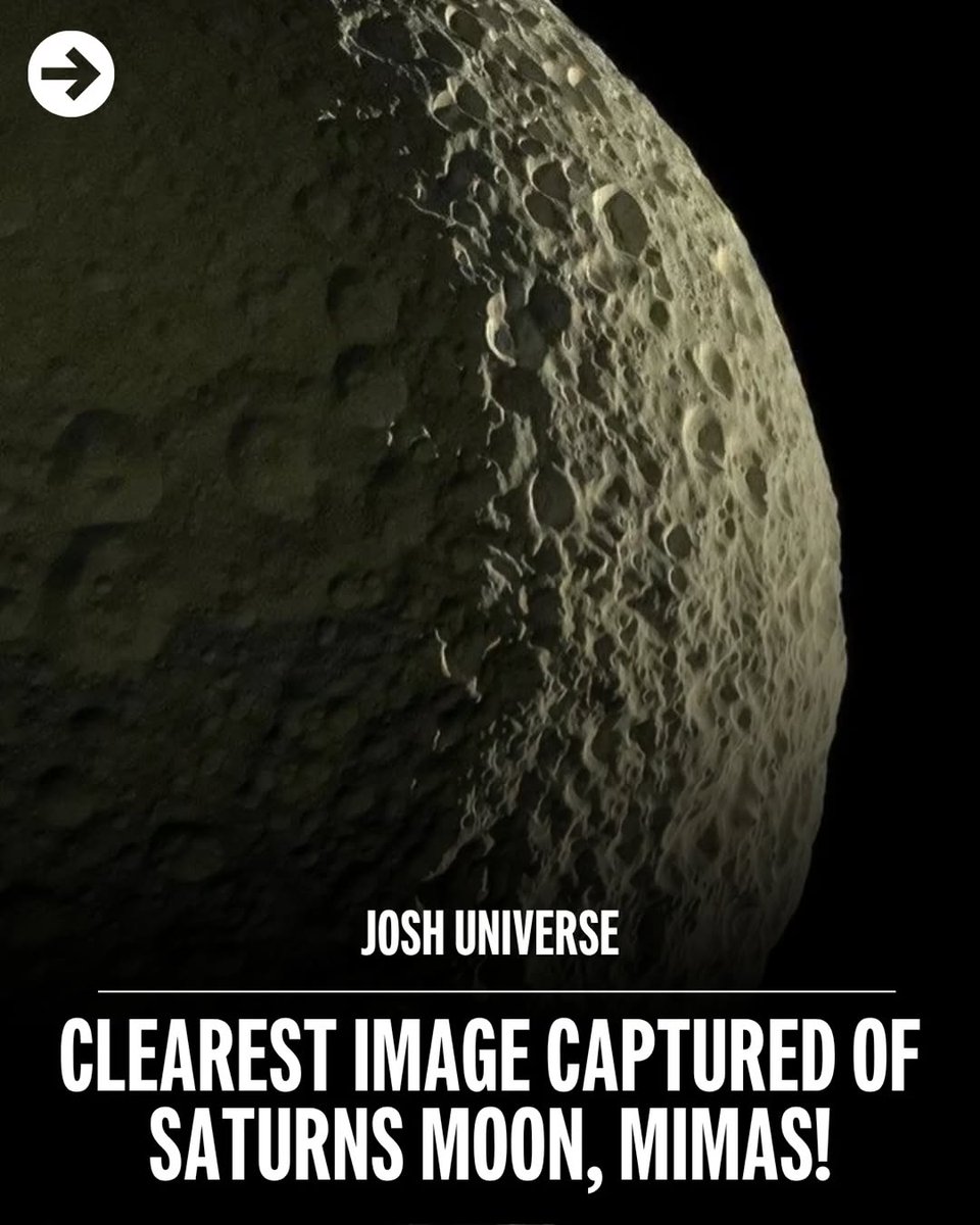 joshtospace's tweet image. Saturn’s moon Mimas is famous for the Herschel Crater, giving it a Death Star look. Though small and icy, its orbital wobble suggests a hidden subsurface ocean—making it a surprise candidate for habitability. #Saturn #Mimas #Astronomy #Spaceexploration