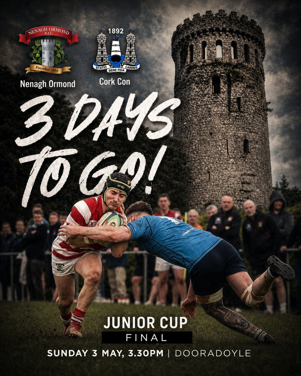 For those travelling to the Munster Junior Cup final on Sunday, please be aware of the route of the “Great Limerick Run”. Use motorway access to Raheen instead of Dooradoyle to avoid the race route.