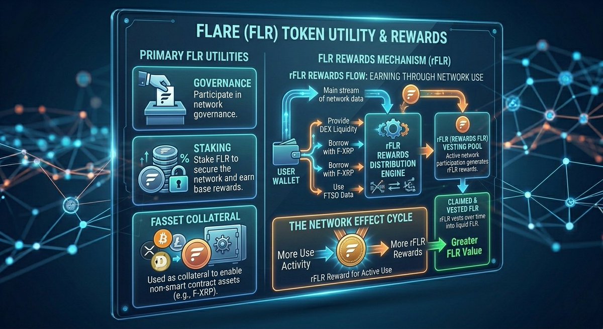4AhomeLOAN's tweet photo. The native token of @FlareNetworks is $FLR. It is used for governance, staking, and as collateral within the FAsset system. But FLR is also distributed as rewards (rFLR) to participants who actively use the network. You earn more by USING Flare. 🏅
#FLR #rFLR #FlareNetwork #FlarEDUcation
