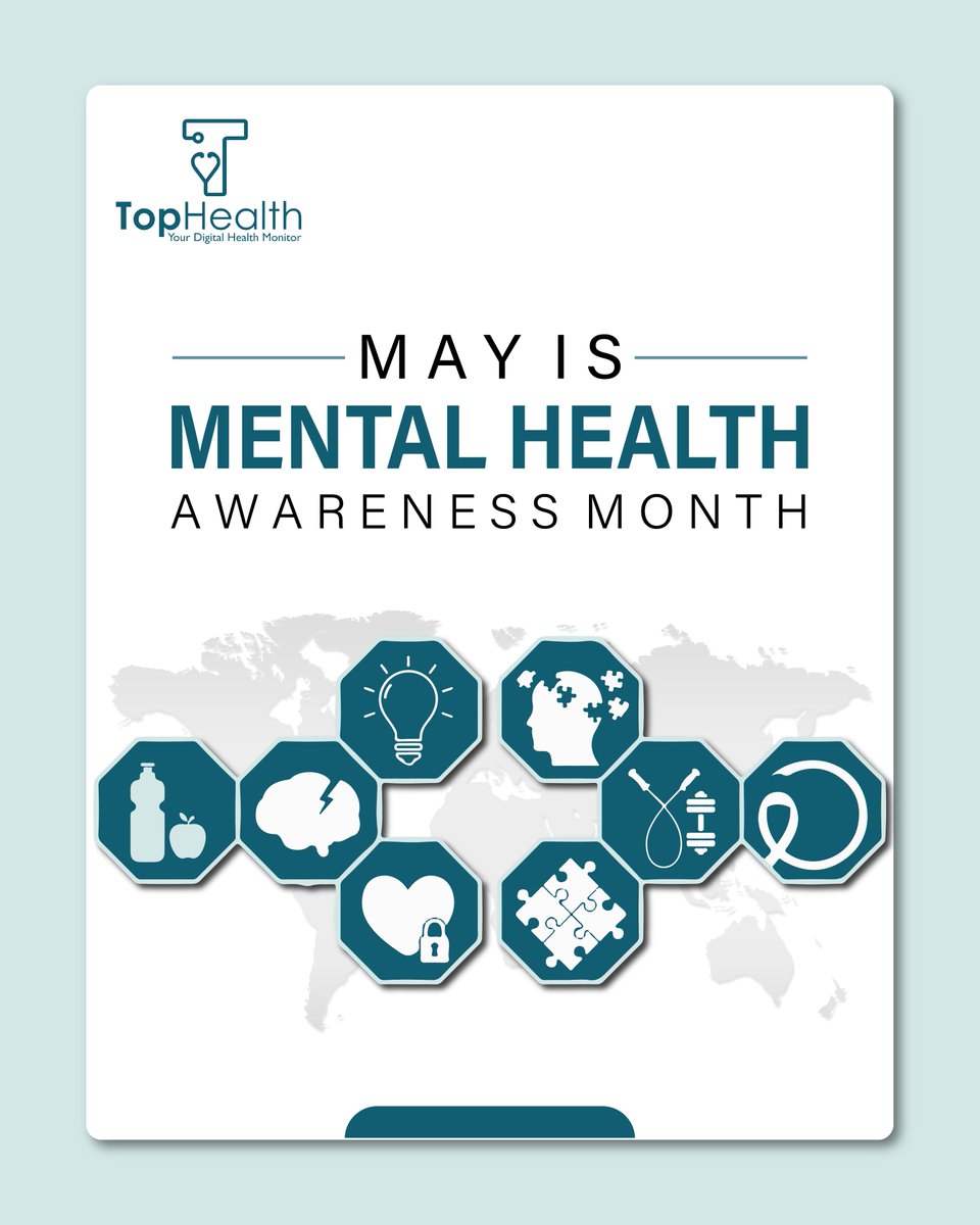 TopHealthApp's tweet image. May is a reminder to nurture your mind. Whether it's mindfulness, exercise, connecting with loved ones, or seeking professional help, find what replenishes your spirit. #Mindfulness #WellbeingTips #MentalHealth #mentalhealthawareness #mentalhealthmonth
