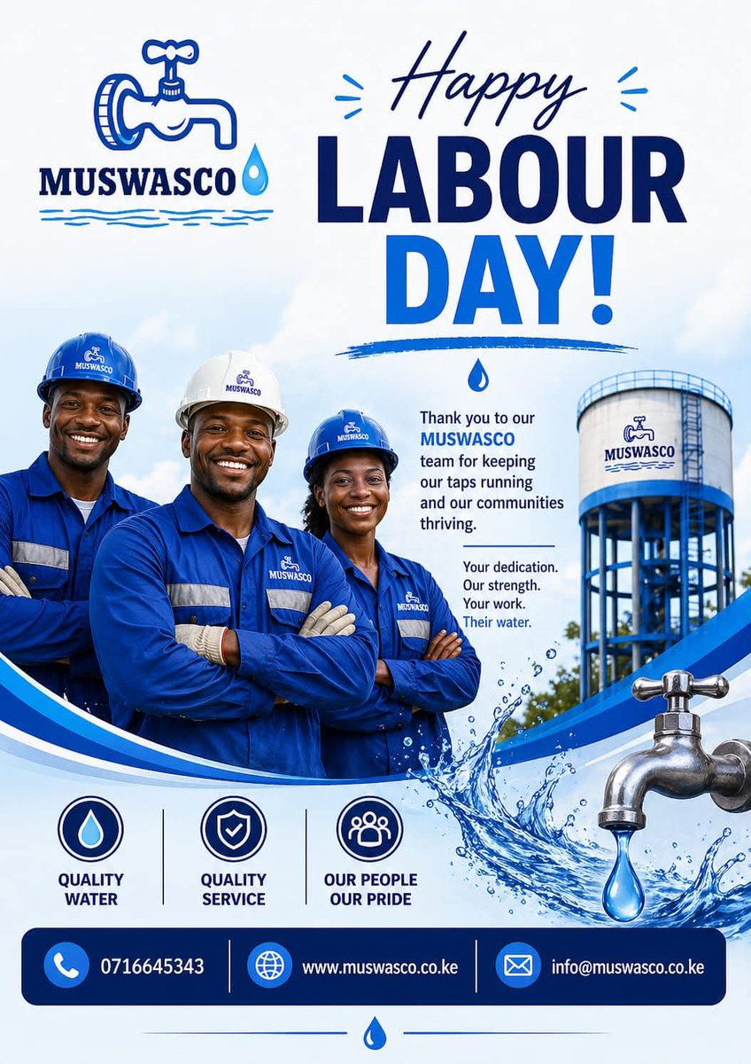 alibuke2's tweet photo. Happy Labour day from M.D @MUSWASCO ,directors and the entire staffs..

@minwater_kenya @AthiWaterWorks @MurangaAssembly @mugaa_eric https://t.co/y0OYT6NpOH