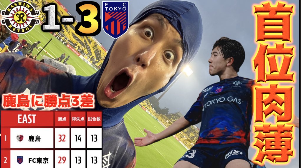 優勝いくぞ！！！
柏戦観戦動画です！！

【鹿島猛追】遂に首位を射程圏内に！！ 大好きなFC東京を本気で応援してきた2026 vs 柏レイソル youtu.be/xHzUUR7uOB4?si… 
#柏レイソル
#FC東京