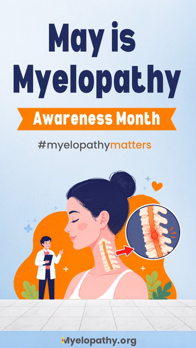 myelopathyorg's tweet image. May is Myelopathy Awareness Month 🧡

Help raise awareness and support people living with spinal cord compression.

Every donation helps make myelopathy more visible.

Donate 👉 myelopathy.org/donate/

#MyelopathyMatters #Myelopathy #DCM #Donate 🧡