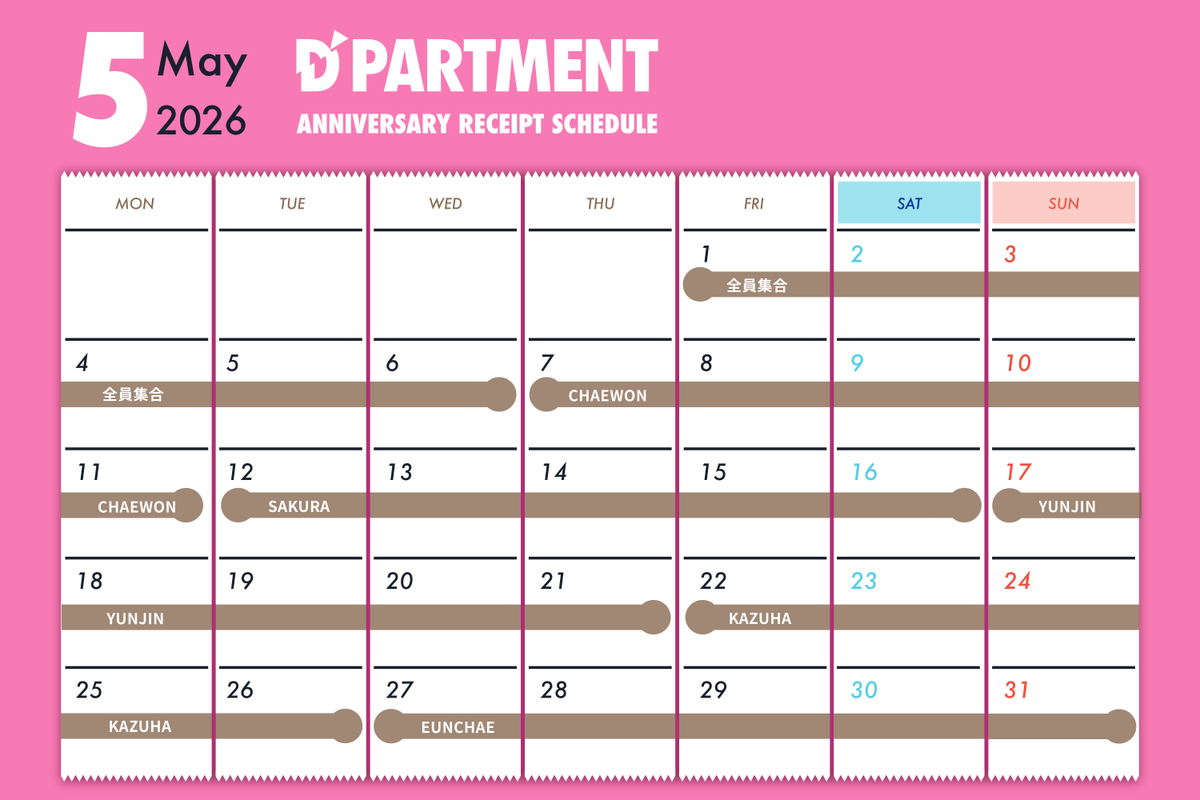 🐯CHAEWON Receipt🐯 本日より、D'PARTMENTのレシートが チェウォン