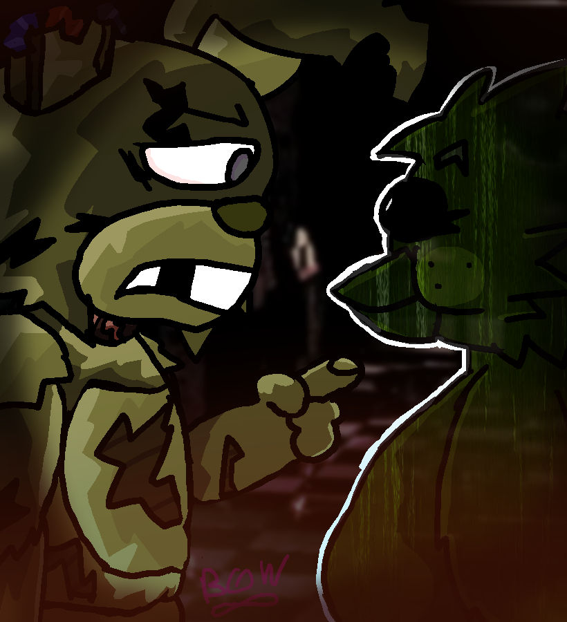 Octo8Yt's tweet image. ever notice how phantom chica has no bib

spingtap (and pmuch chica design) by @JustMcFly_ if you couldent tell she has a real nack for designs give her a follow fellows 
#springtrap #fnaf
