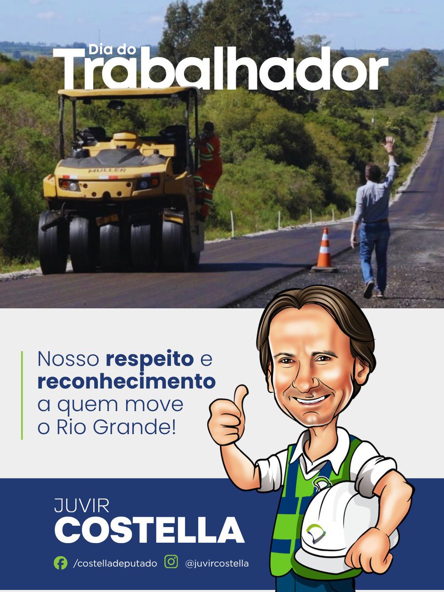 juvircostella's tweet photo. Nosso respeito e reconhecimento a quem move o Rio Grande! Feliz Dia do Trabalhador! 👷🏽‍♀️👷🏼‍♂️ https://t.co/1lpsakbUVG
