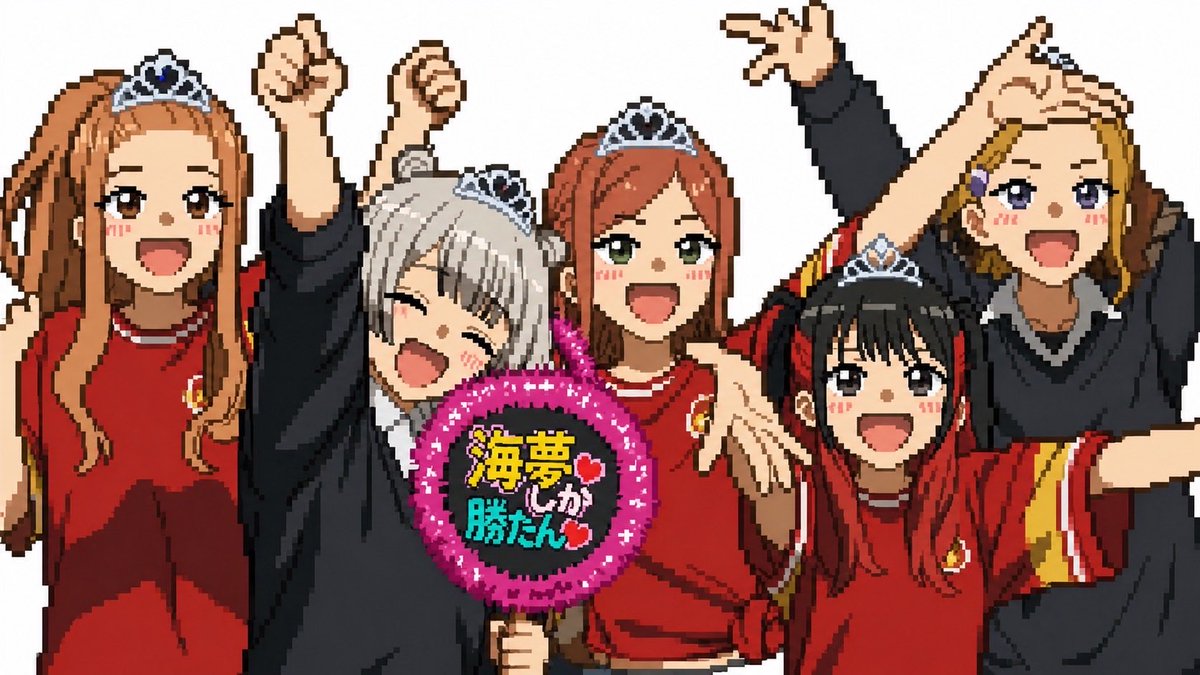chang_orz_chang's tweet photo. 明日からGW！なのにその内2日間は休日出勤入れちゃった社畜です。
ワン！ツー！イヤホイ✊
#AI #pixelart #mydressupdarling https://t.co/XWU9i06q8D