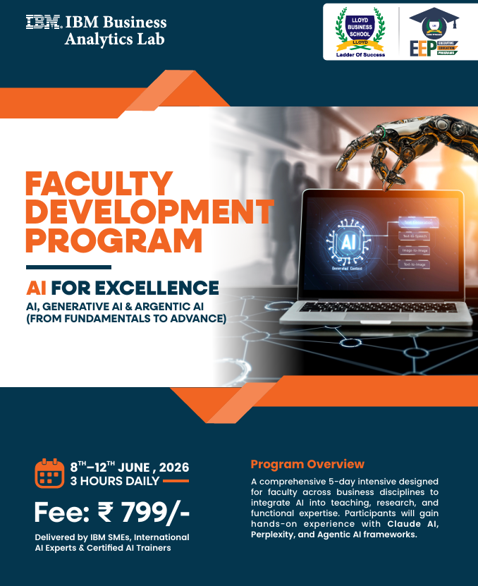 lloydlbspgdm's tweet image. EXECUTIVE EDUCATION PROGRAM (EEP)| 𝐅𝐚𝐜𝐮𝐥𝐭𝐲 𝐃𝐞𝐯𝐞𝐥𝐨𝐩𝐦𝐞𝐧𝐭 𝐏𝐫𝐨𝐠𝐫𝐚𝐦 | 𝐀𝐈 𝐟𝐨𝐫 𝐄𝐱𝐜𝐞𝐥𝐥𝐞𝐧𝐜𝐞
𝐃𝐚𝐭𝐞𝐬: 8th – 12th June 2026 | 𝐃𝐮𝐫𝐚𝐭𝐢𝐨𝐧: 3 Hours Daily | 𝐅𝐞𝐞: ₹799/-

 𝐑𝐞𝐠𝐢𝐬𝐭𝐞𝐫 𝐍𝐨𝐰: Simply scan the QR code
#FacultyDevelopment