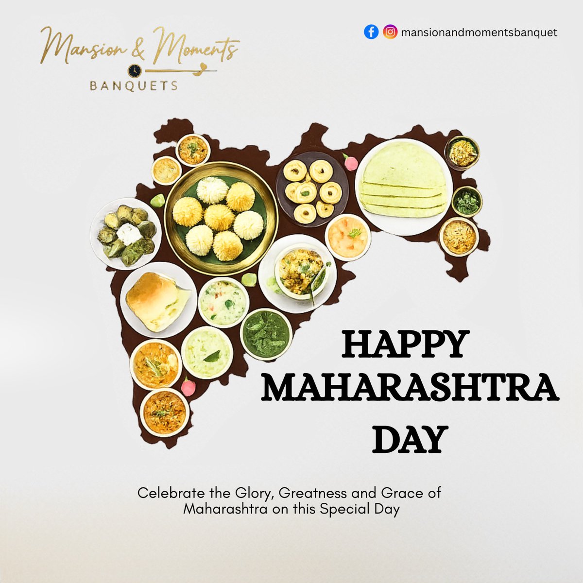 MansionBanquet's tweet image. A state that inspires courage, unity, and pride  Wishing you a Happy Maharashtra Day! . #MaharashtraDay2026 #UnityInDiversity #MarathaPride #IndianCulture #JaiMaharashtra