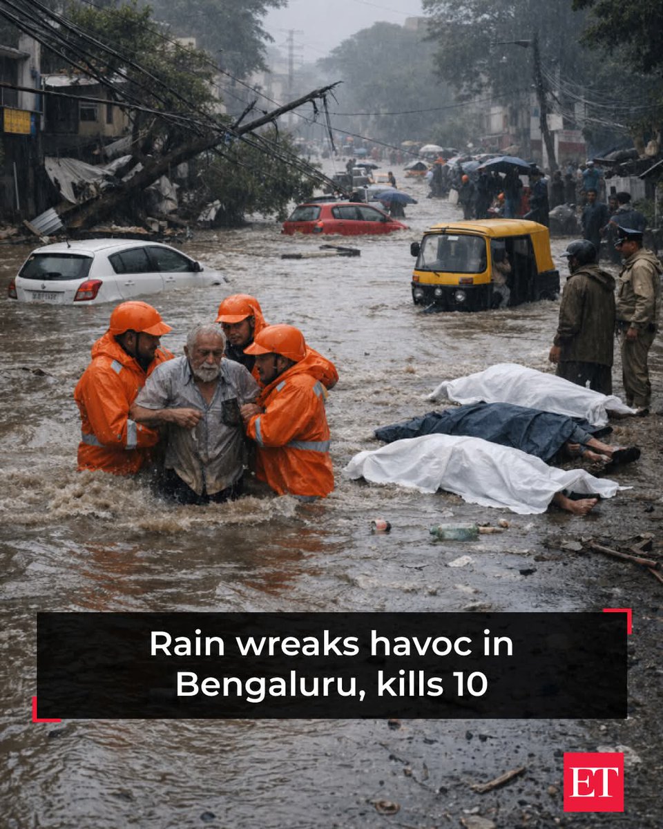 vijay707us's tweet image. 🌧️⚠️ City in crisis 🚑🏙️ Relentless rains wreak havoc in Bengaluru, claiming lives and exposing the city’s vulnerability to extreme weather 💔🌊👉 Are Indian cities prepared for the growing impact of climate extremes?
📖 FULL STORY ➠ economictimes.indiatimes.com/news/india/rai…
#Bengaluru #Rain