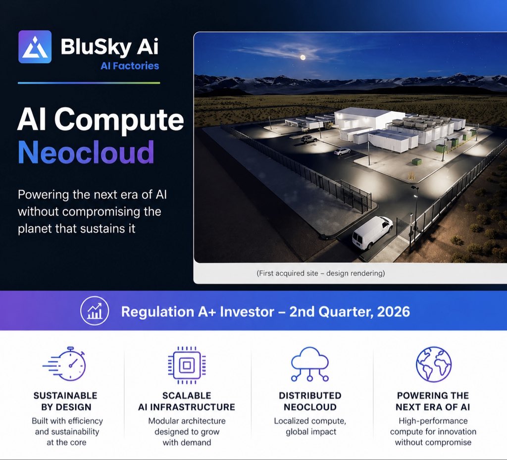 In BluSky AI’s recent investor presentation, one thing was clear: the future of AI depends on how quickly and efficiently compute can be deployed.

Watch the presentation here:
lnkd.in/gtQgXY5x

#AI #DataCenters #CloudComputing #GPU #Innovation #TechInfrastructure