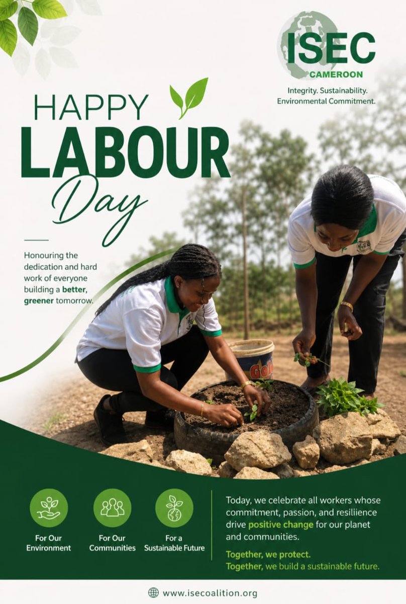 Happy Labour Day 

Celebrating the hands and hearts shaping a greener, more sustainable Cameroon.

#LabourDay #Climateaction #SDGs