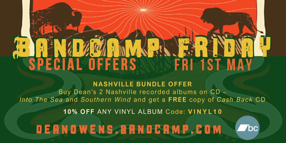 Scaryb's tweet image. It's 1st may. Spring is springing, and it's #BandcampFriday! And over at deanowens.bandcamp.com Dean's got some great offers for you. Including the #Nashville CDs Bundle and 10% off ALL vinyl. Go check it out. Tell em I sent ya! 😇👋🎶
#Americana #awardwinning #singersongwriter