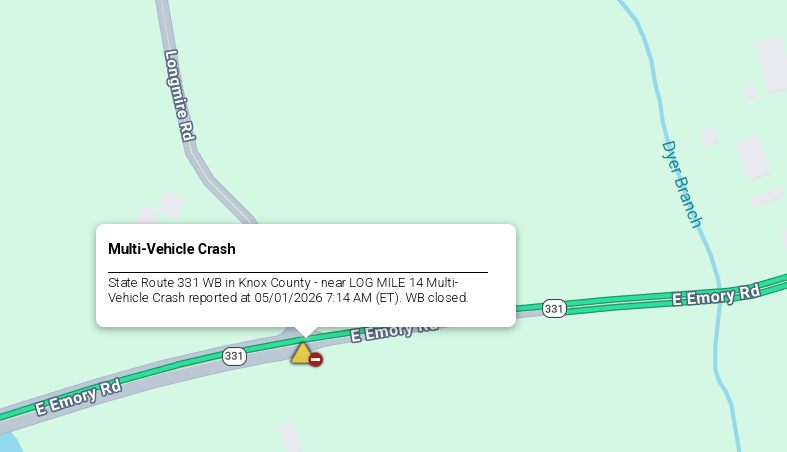 LiveTraffic2's tweet image. Knox County- A crash on Emory Road at Longmire Road 7:35am CT. commanderchuck.net #CommanderChuck #Knoxville #Tennessee #TDOT #Traffic #TrafficAlert #Follow #Weather