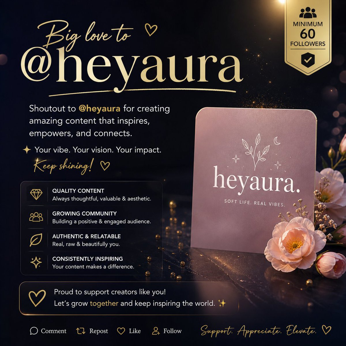 Creating quality content that truly connects ✨
Shoutout to <a href="/heyaura/">heyAura</a> for inspiring consistency, creativity, and real vibes.

Let’s grow, inspire, and build together 🤝
#ContentCreators #QualityContent