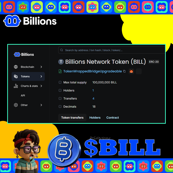 SaltyYema's tweet photo. We are ready 👀
100M $BILL on Billions network chain
We are so close!!! https://t.co/QVIuS02zOa