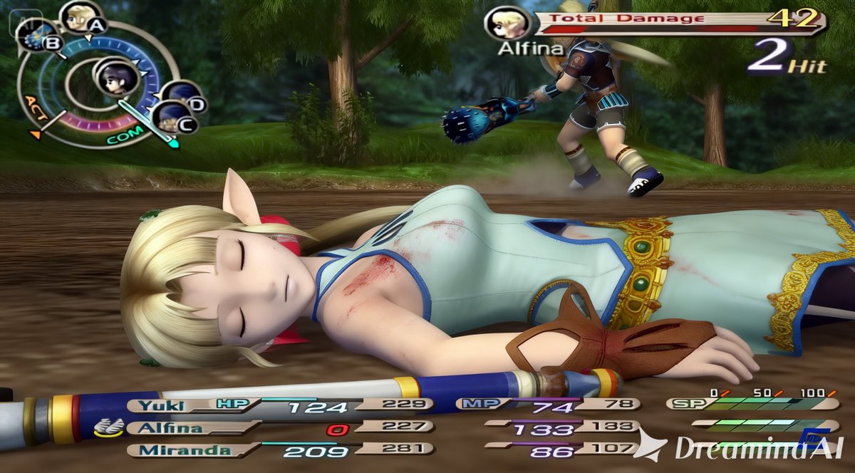 prasetya_j93824's tweet photo. Alfina Grandia 3 グランディアIII is Down and defeated by some enemies game over Ryona リョナ. The pretty young elf girl with long ear type is easy defeated and now she lying on ground unconcious. #rpggame #fantasygame #playstation2 #squreenix #game https://t.co/H5R9ajeQre