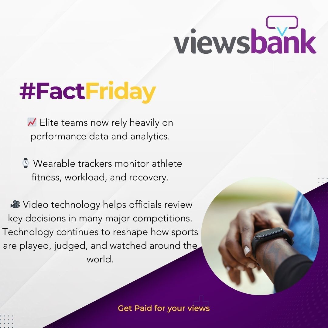 viewsbank's tweet photo. 📊 Fact Friday: Technology in Modern Sport

#FactFriday #SportsInnovation #AthletePerformance #FutureOfSport #SportsTechnology https://t.co/dhn48ey8mC