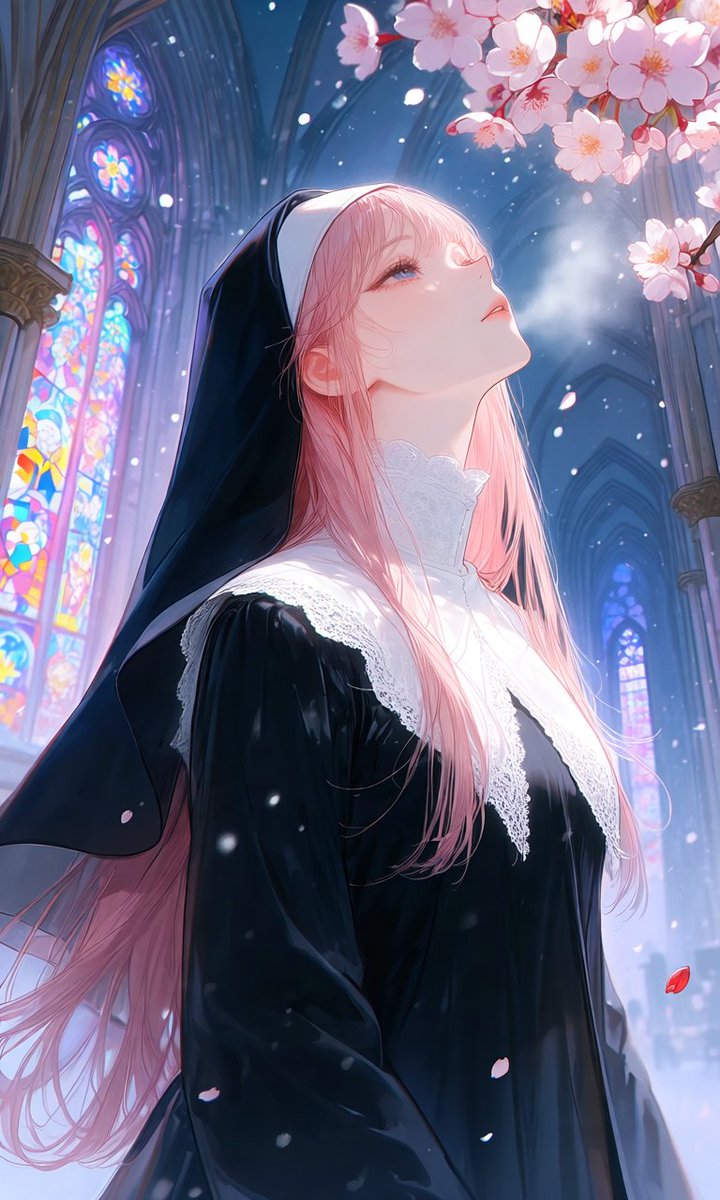 大聖堂に桜が舞う夜 神様、この願いは届きますか… In the cathedral