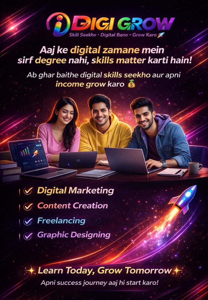 idigigrow3's tweet image. Skills are the new currency. 💸
Degrees can help
but skills create income.

In the digital era,
companies and clients don’t ask what you studied—
they ask what you can do.

With iDigi Grow, you’ll learn:
🎯 Digital marketing
🌐 Personal branding

#Skill #iDigiGrow #CareerUpgrade