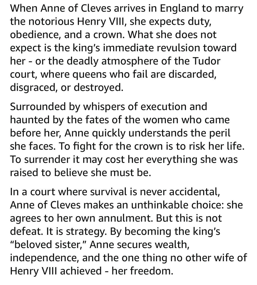 RosieLe60545528's tweet image. I finished this last night book 3/8 a good read about the life of #AnneOfCleves #Novella @goodreads #HistoricalFiction #KindleUnlimited 4⭐️