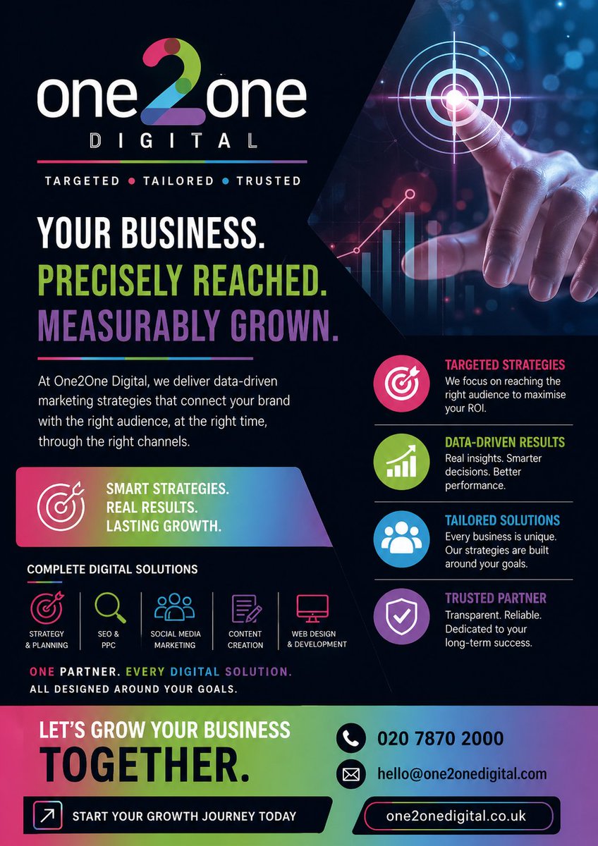 Running a business is tough, growing it even more so 
One2One Digital builds custom digital solutions for your brand &amp; goals.

✅ Web Design

✅ Marketing &amp; PPC

✅ SEO

✅ Branding

✅ Content

✅ AI Services

Thrive online 

 monkeylink.co/59ace9

#One2OneDigital