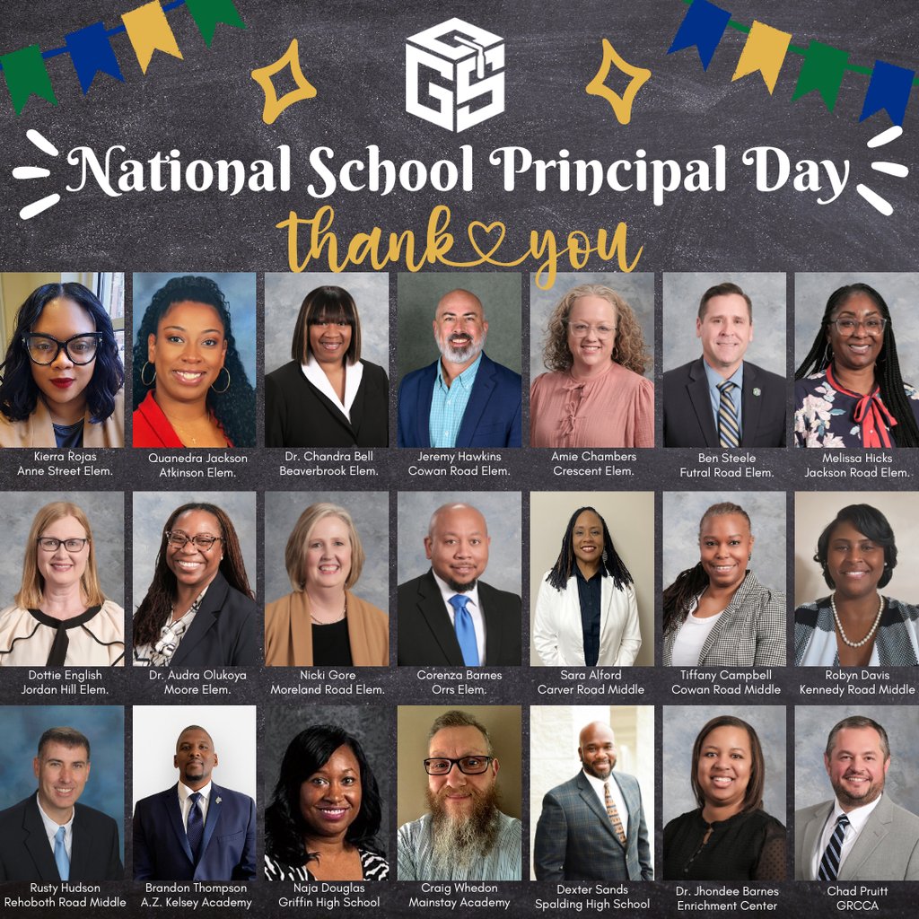 SpaldingHigh's tweet photo. Today is National School Principals’ Day! School principals play a vital role in shaping the educational environment for students, teachers, and communities. Thank you, GSCS Principals, for your hard work, dedication and leadership! https://t.co/1iqrTY9G72