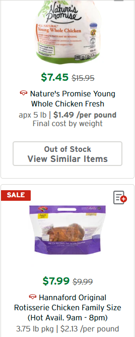 MathCurmudgeon's tweet image. Whole chicken uncooked, $1.49/lb, 5lbs = $7.45
Rotisserie chicken, $2.13/lb, 3.75 lbs = $7.99

Why is one ok for #SNAP #benefits, but the other isn't?
