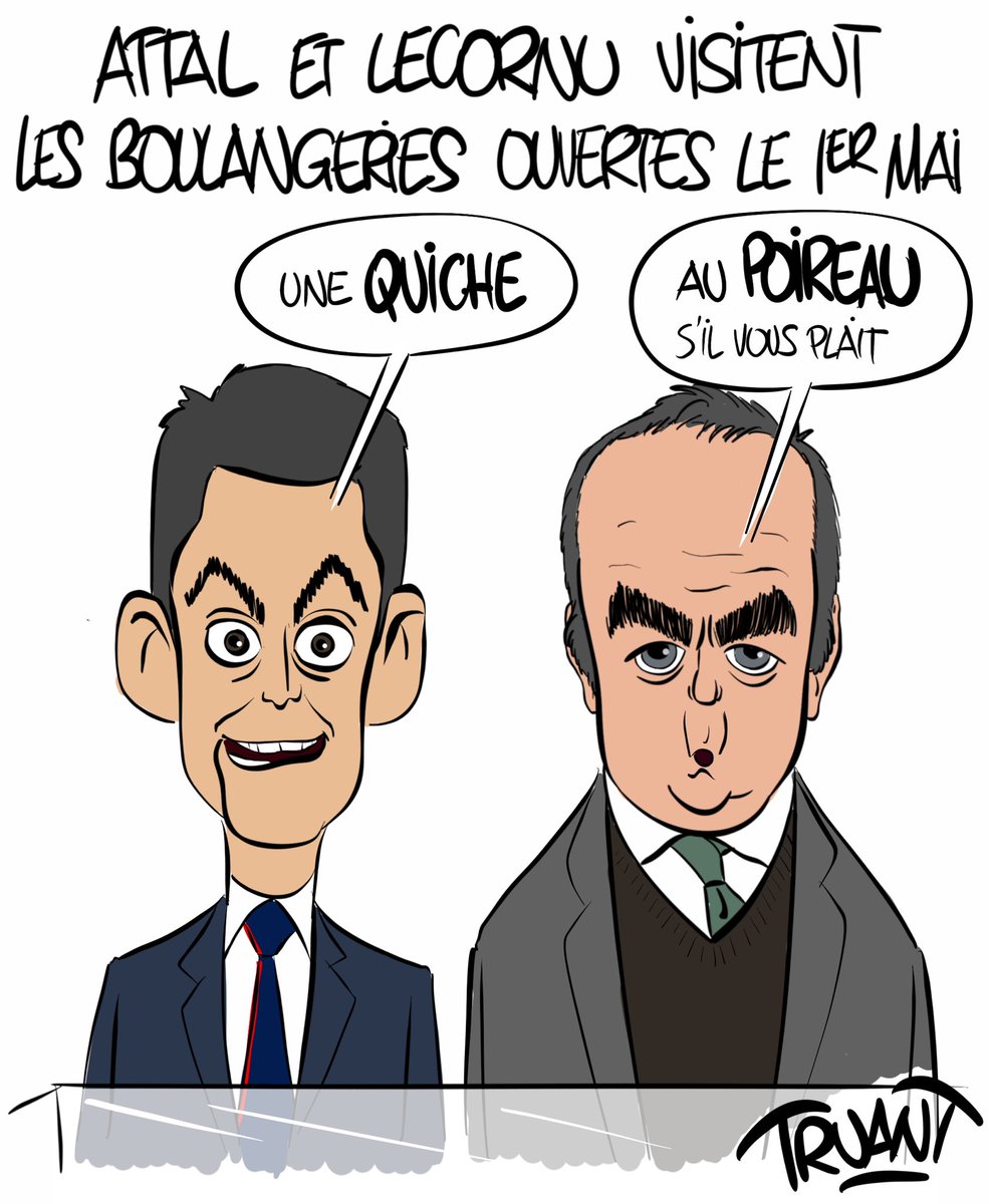 CartoonsMrt's tweet image. #1ermai #attal #lecornu #boulangeries #fleuristes