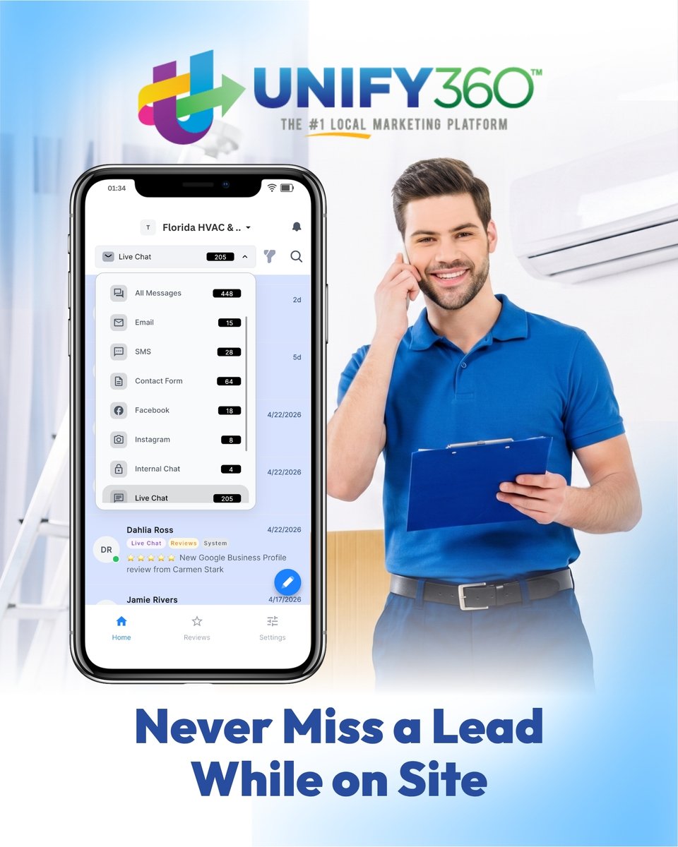 Unify360_'s tweet image. Stop losing jobs while you’re on-site. Our new AI Agent qualifies leads and books jobs 24/7 so you never miss an inquiry! Contact us today. 

Simplify the Work. Amplify the Results.

Call us now: 📞 (866) 691-1206

#Unify360 #HomeServices #AIAgent #LeadGen #SmallBizOwner