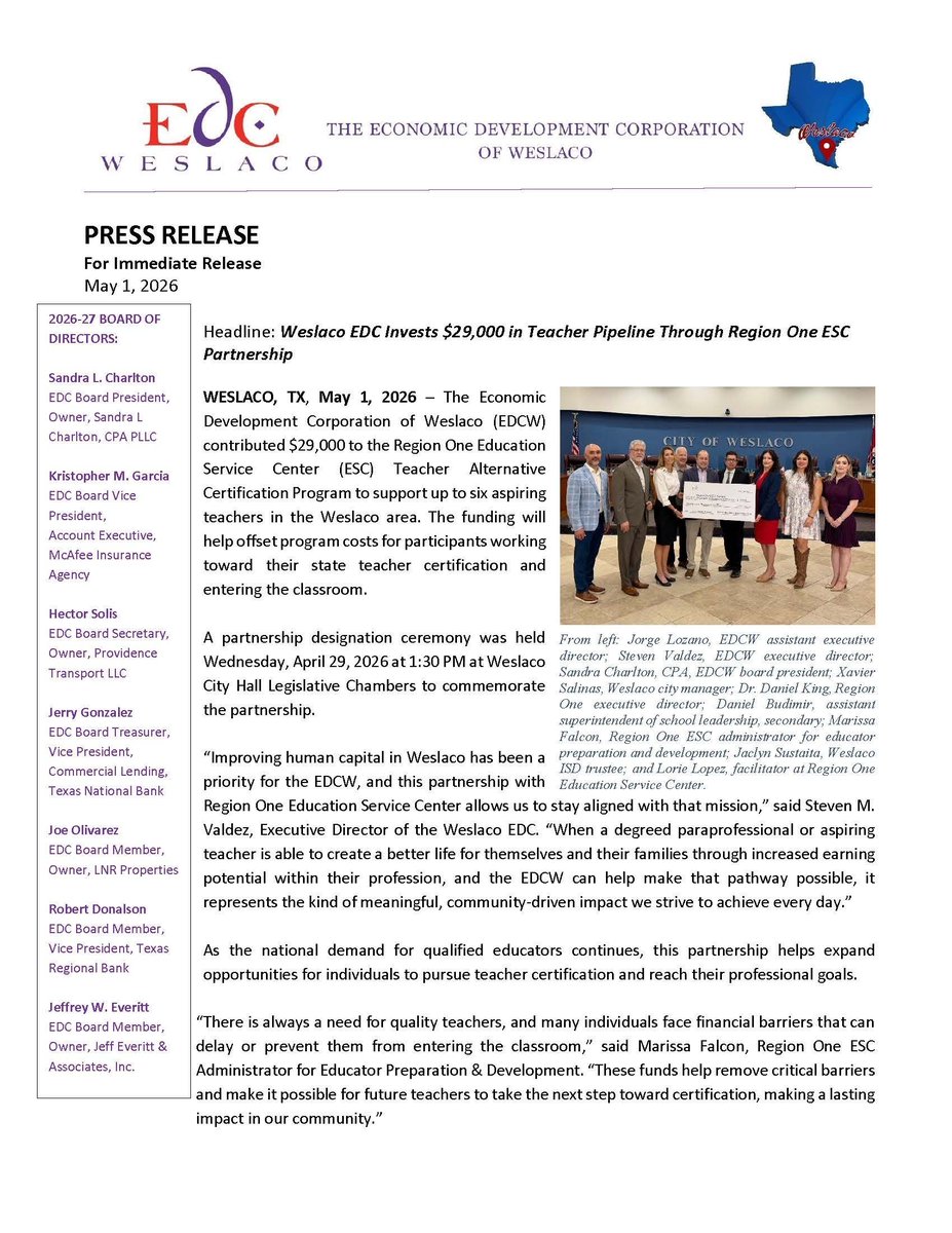 Weslaco EDC tweet media