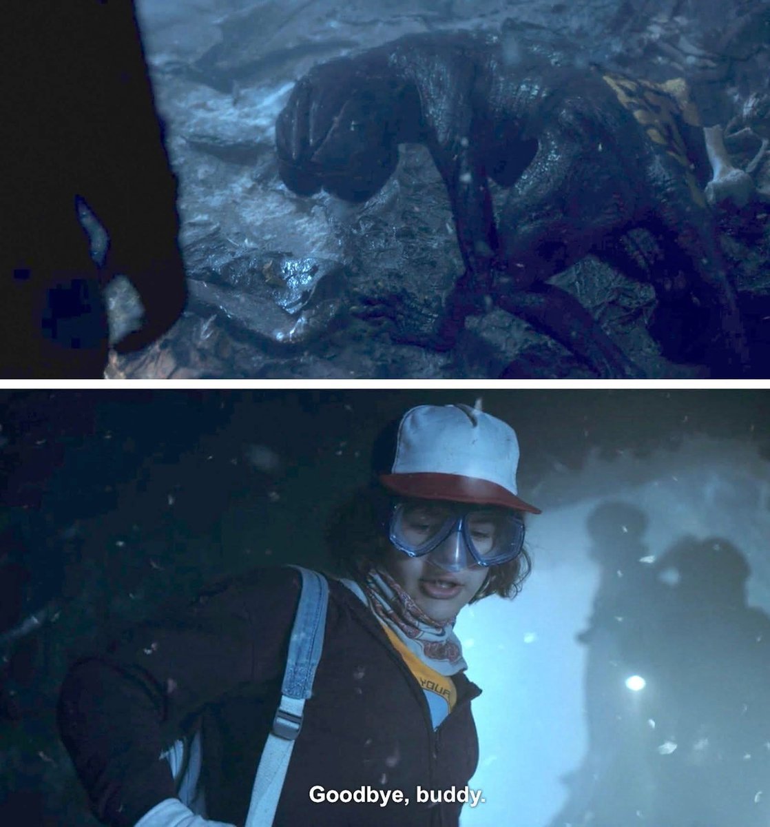 StrangerNews11's tweet photo. Rewatching S2 and realizing Dart ignored the hive mind because he loved Dustin… the ONLY Upside Down creature to ever break free… https://t.co/Vjdg0WcEZr