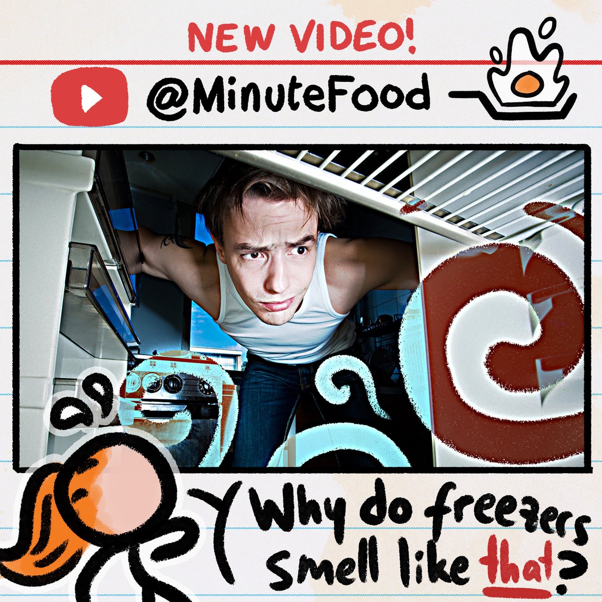 MinuteFood's tweet photo. Food that has spent a lot of time in the freezer smells... weird, right? Stale, cardboardy... Weird. Is it your freezer's fault? Kinda. Sorta. Turns out, ALL freezers smell like that. We tell you ALL about it in our NEW VIDEO:

https://t.co/ycPSj60ejJ https://t.co/vytlOdvlKr