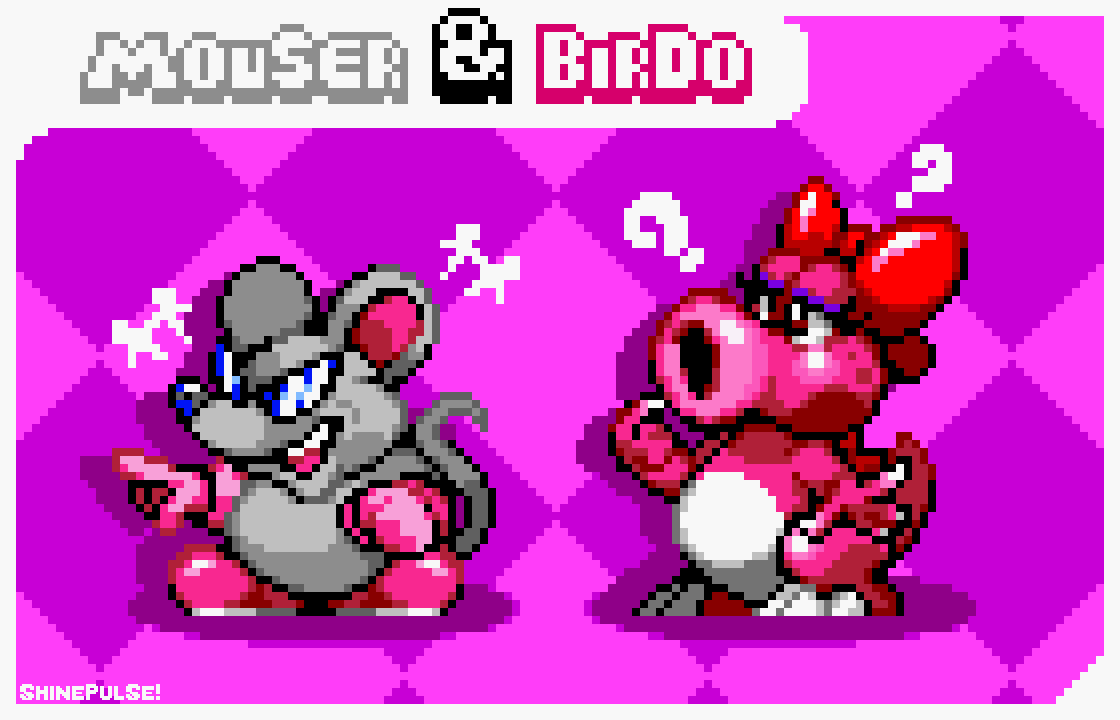 ShinePulseDS's tweet photo. Mouser &amp; Birdo

#SuperMarioBros #MarioBros2 https://t.co/aJcFKzsZfa