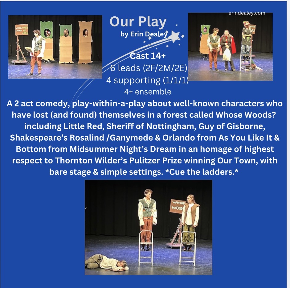 ErinDealey's tweet image. NEW full length COMEDY--FREE perusal *leave request in comments.* For HS, ms or those who tour to middle school audiences--&amp;gt; No licensing fee for any #teacher #director friends who wish to produce it before it's pubbed.
workshopped w/ adv. #theater students 1/ 
@EastWestLit